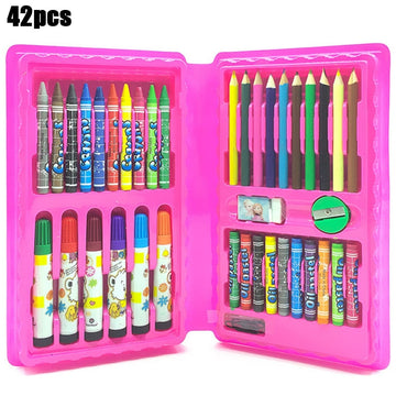 42-208PCS Children Art Education Painting & Coloring Set. Colored Pencils, Crayons, Watercolors Pens With Drawing Board